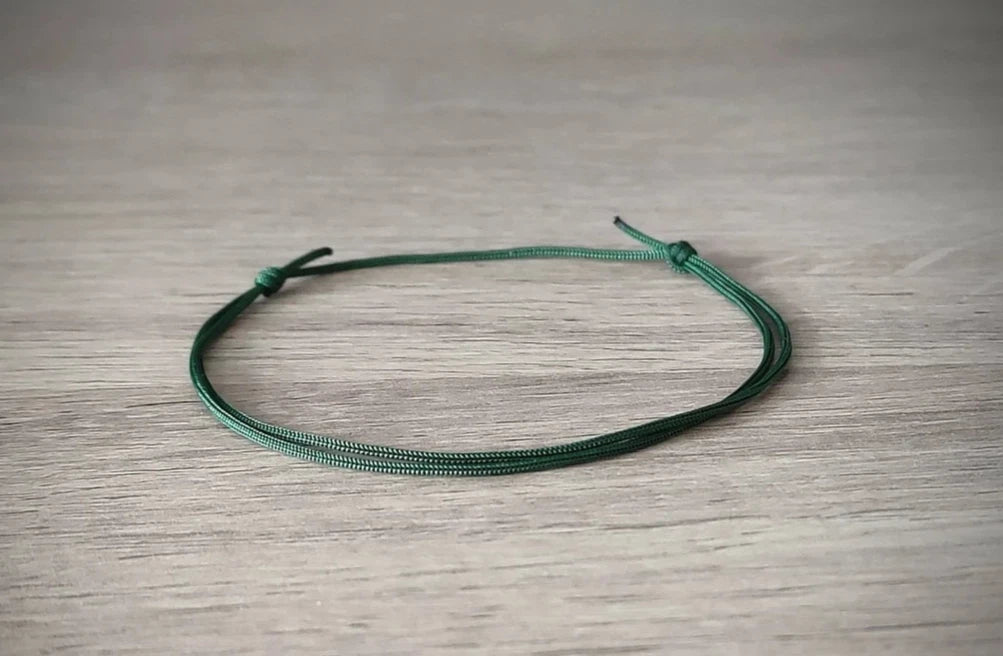 Army Green Waxed Cord Friendship Bracelet | Handmade Adjustable