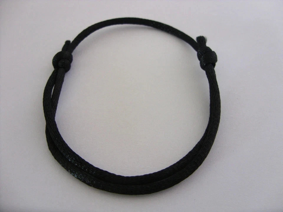 Black Waxed Cord Friendship Bracelet | Handmade Adjustable