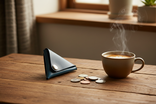 Blue Leather Triangle Coin Purse Lifestyle