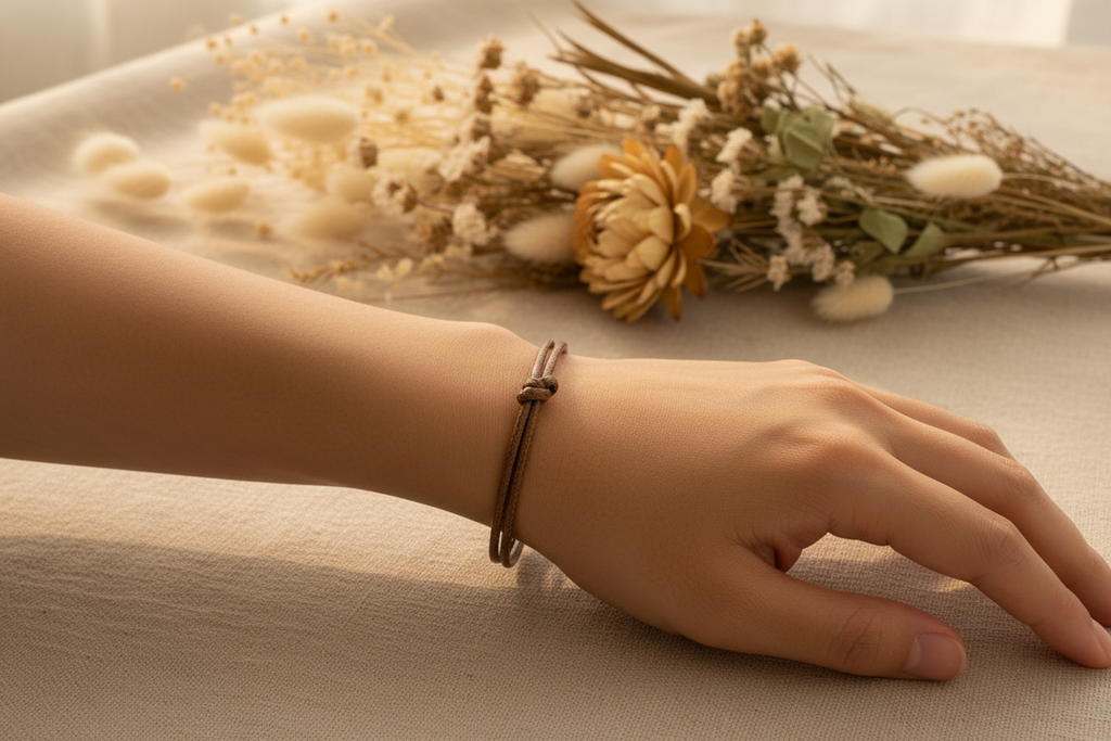 Brown Waxed Cord Bracelet Lifestyle