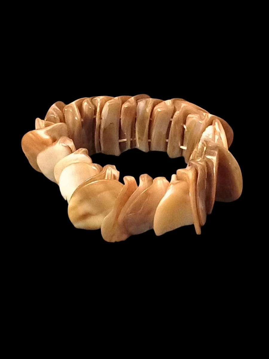 Bracelet coquillage d'huître brun naturel pièce unique