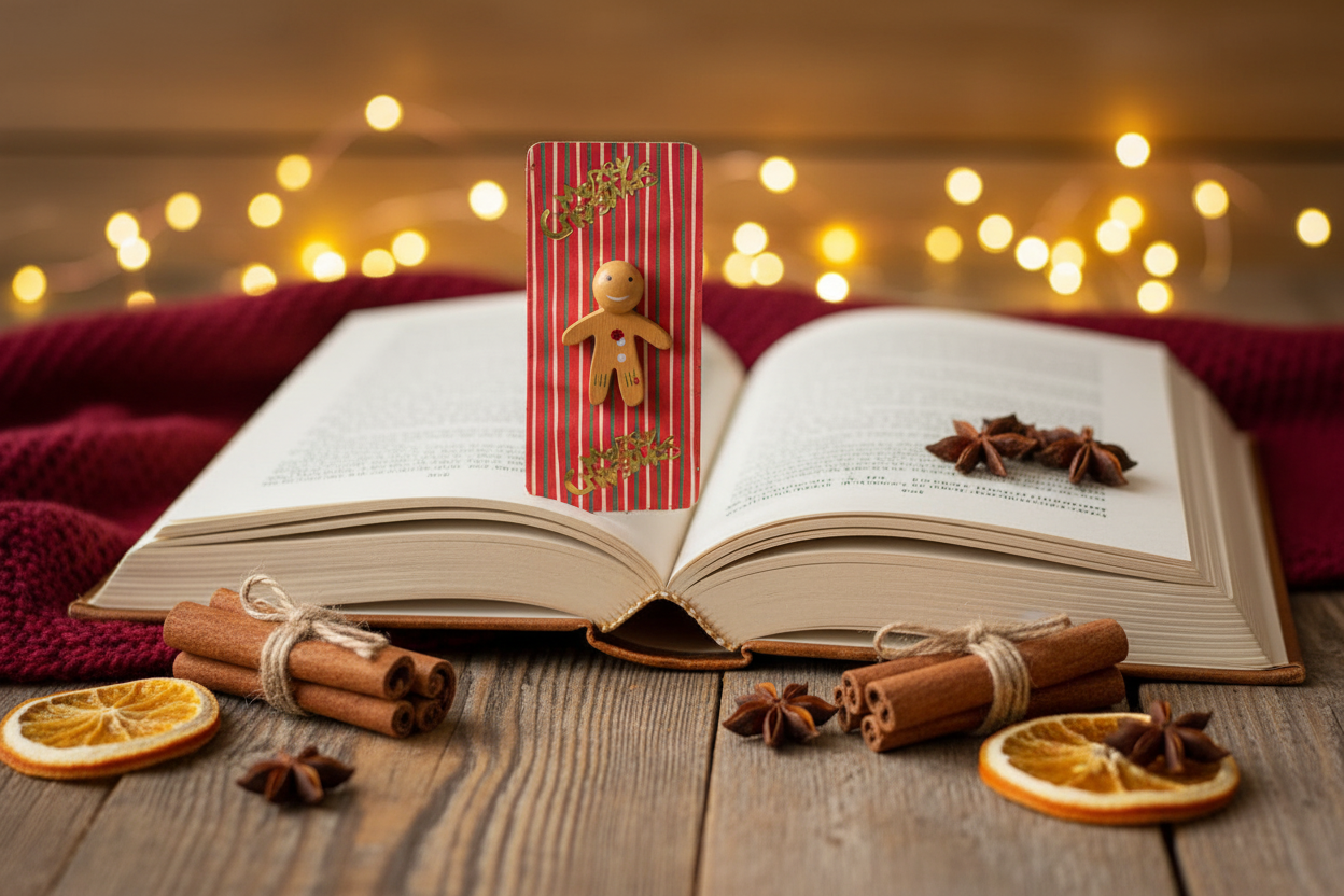 Christmas Gingerbread Man Bookmark #3 Lifestyle with Product