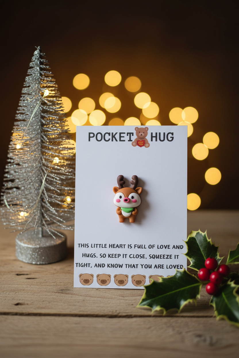 Christmas Reindeer Pocket Hug Lifestyle