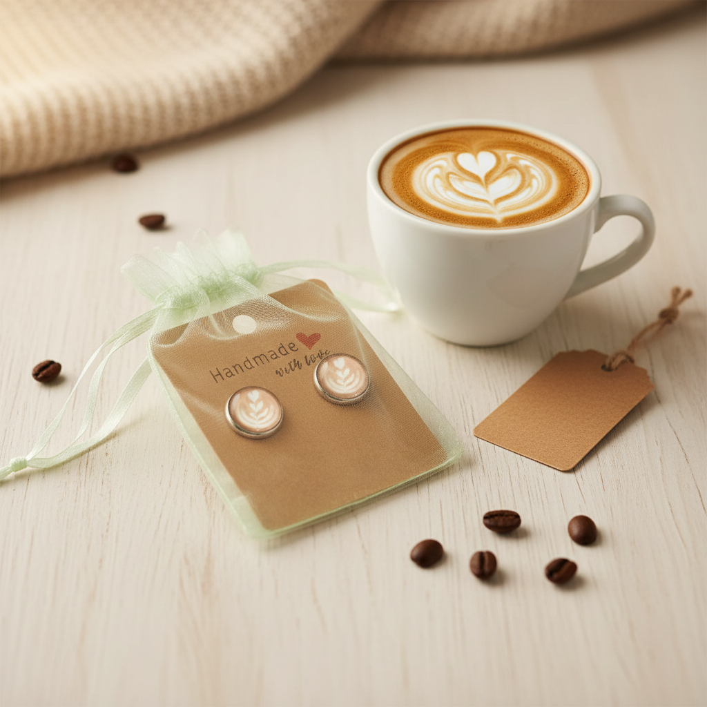 Coffee Cabochon Stud Earrings