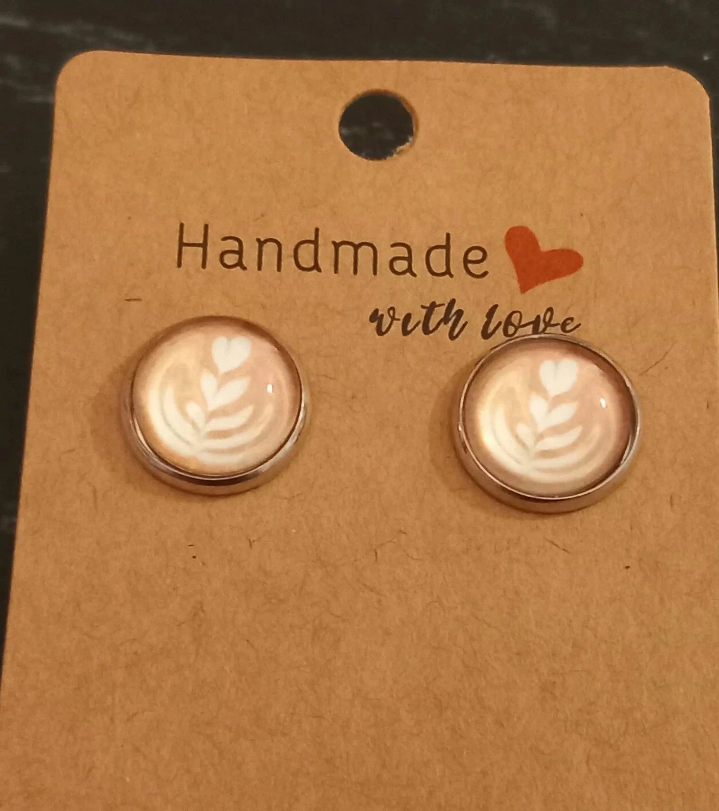coffee cabochon earrings
