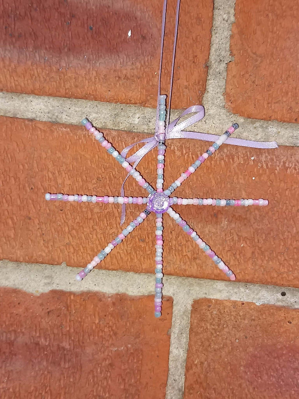 Hanging Purple Beaded Star Suncatcher glass Beads Brand New - Tadley crafts