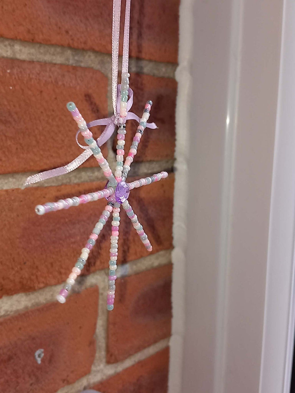 Hanging Purple Beaded Star Suncatcher glass Beads Brand New - Tadley crafts