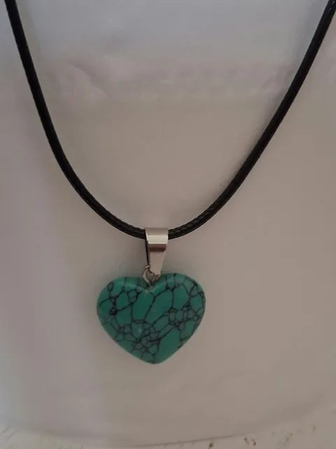 Blue Howlite Heart Necklace | Handmade Gemstone Pendant