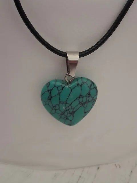 Blue Howlite Heart Necklace | Handmade Gemstone Pendant