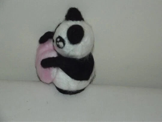 Anime Panda Needle Felt | Handmade Felted Panda | One of a Kind Gift