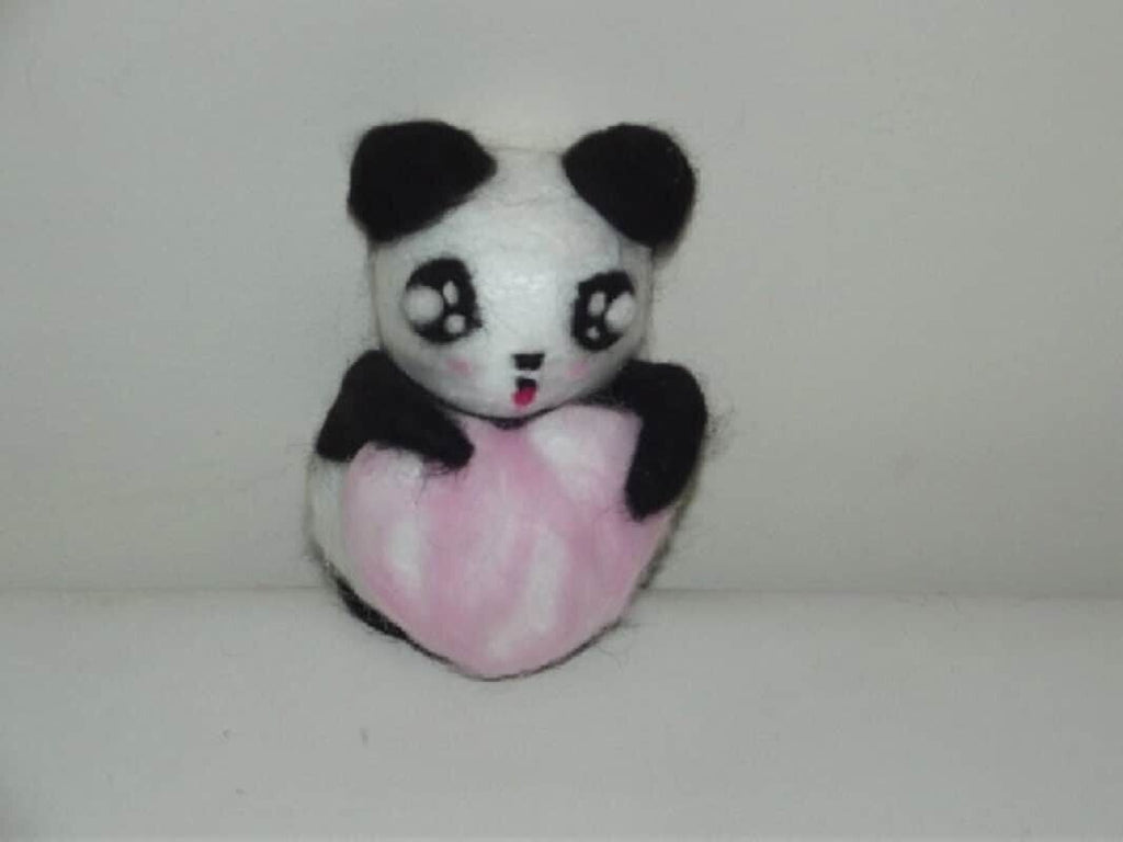 Anime Panda Needle Felt | Handmade Felted Panda | One of a Kind Gift