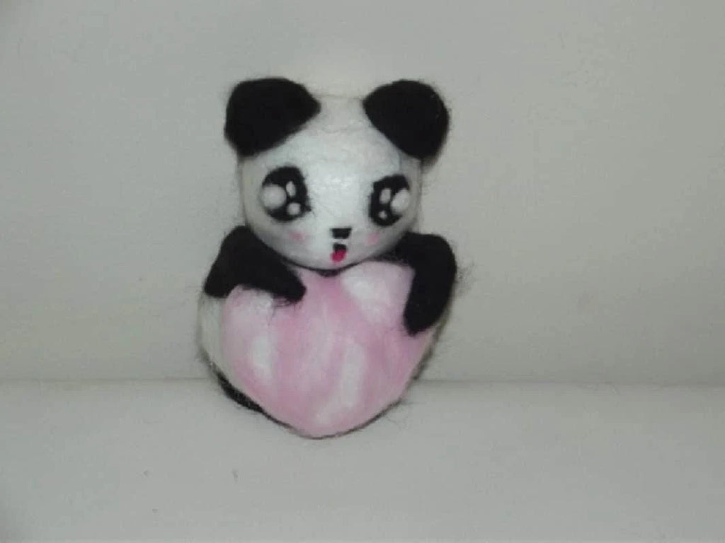 Anime Panda Needle Felt | Handmade Felted Panda | One of a Kind Gift
