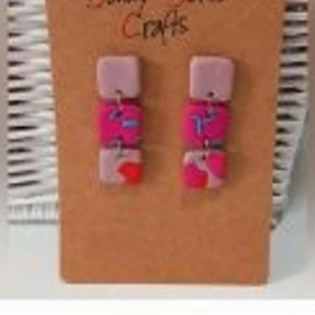Pink polymer clay earrings 2