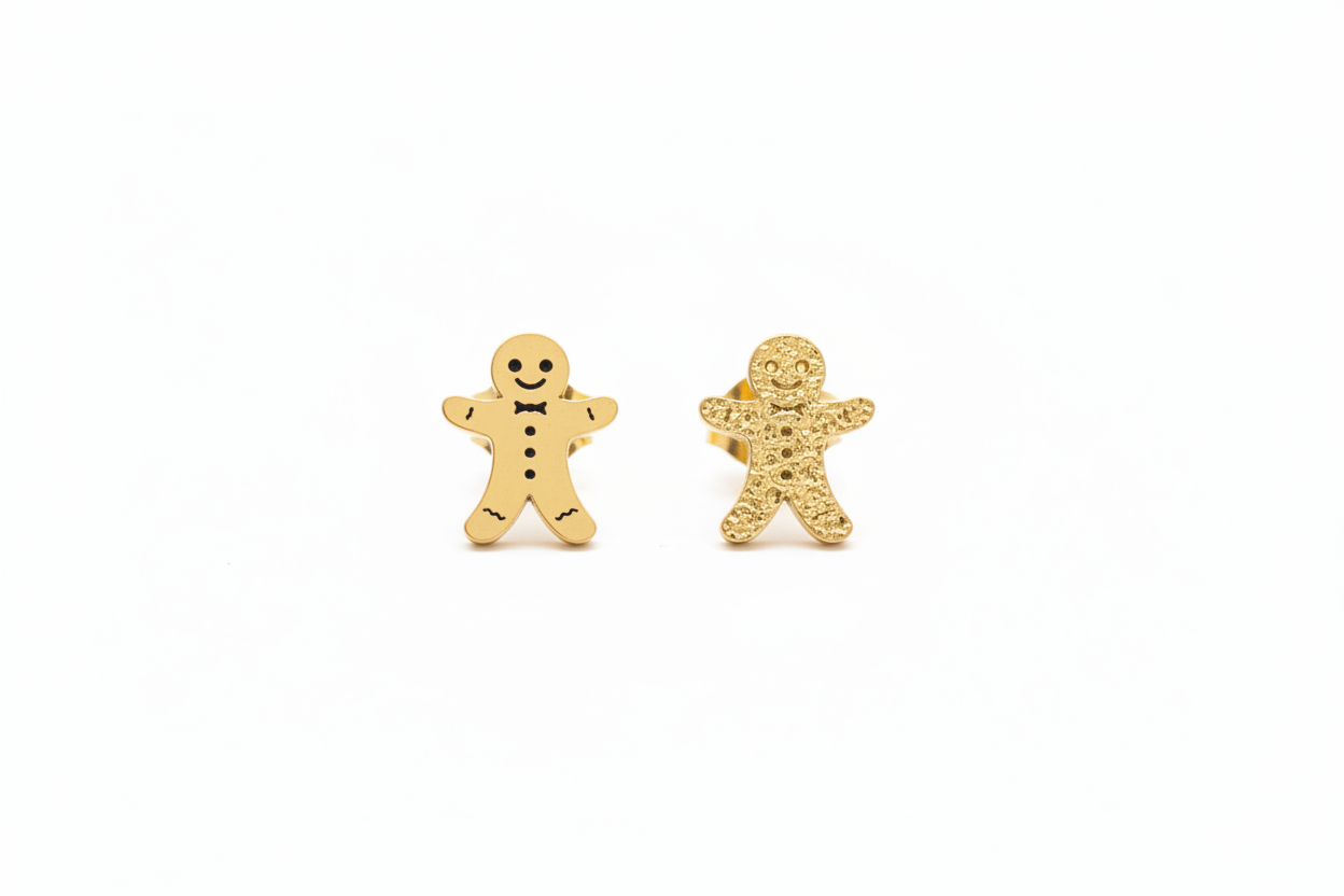 Plain Gingerbread Man Earrings larger on white background