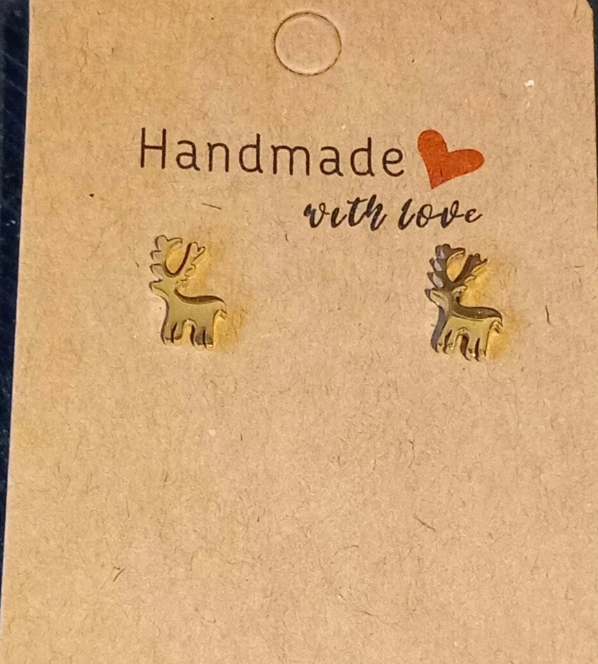 Christmas Reindeer Plain Stud Earrings | Handmade Gift for Her | Jewellery UK