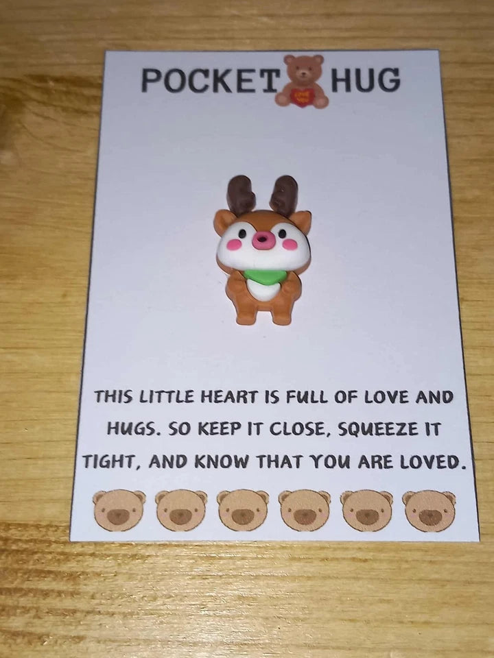 Christmas pocket hug reindeer | Handmade Christmas pocket hug | Stocking Filler Gift