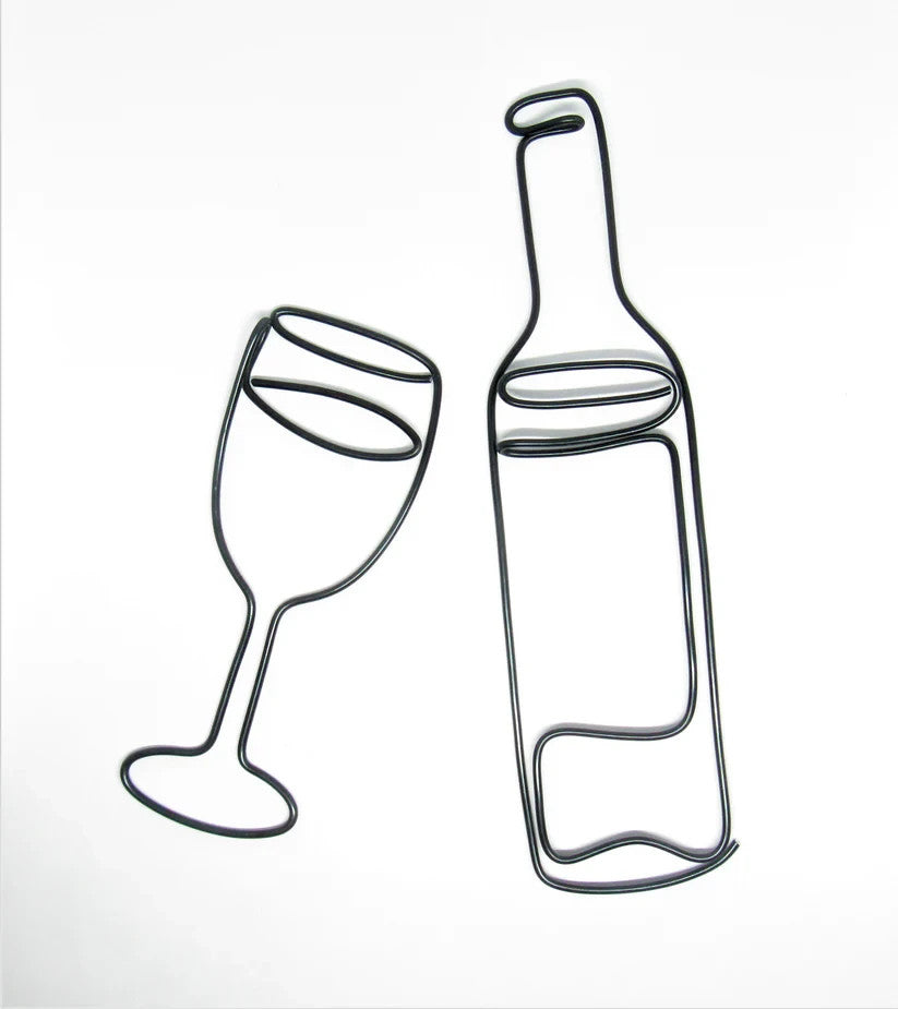 Wine bottle and wine glass wall art sign for home bar New