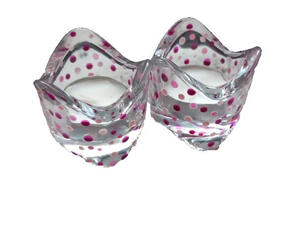 Purple dotty tealight holders 2