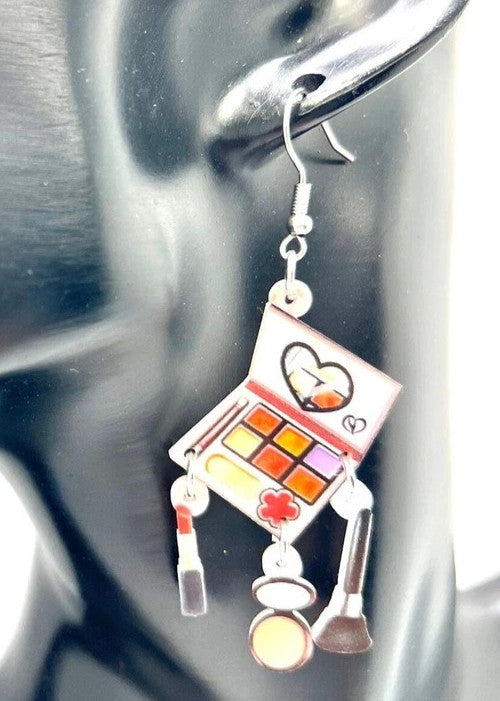 Makeup Compact Earrings - Beauty Accessories Dangly Earrings for Women