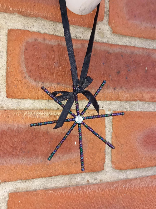 Hanging Black Beaded Star Suncatcher glass Beads Brand New