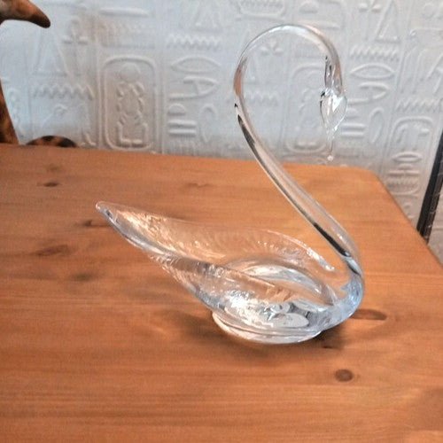 Swan glass trinket dish Collectable RARE - Tadley crafts