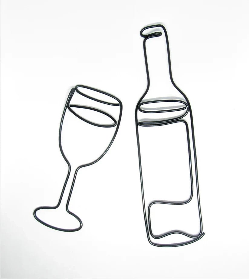 Wine bottle and wine glass wall art sign for home bar New - Tadley crafts