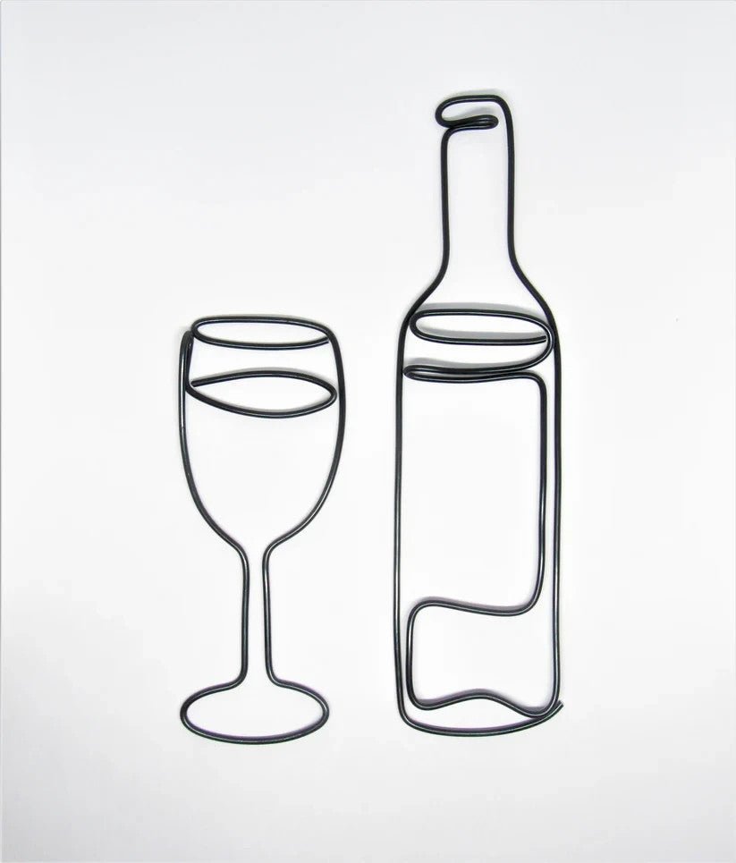 Wine bottle and wine glass wall art sign for home bar New - Tadley crafts