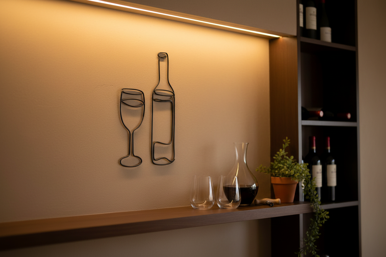 Wine Bottle & Glass Wall Art Sign lifestyle shot