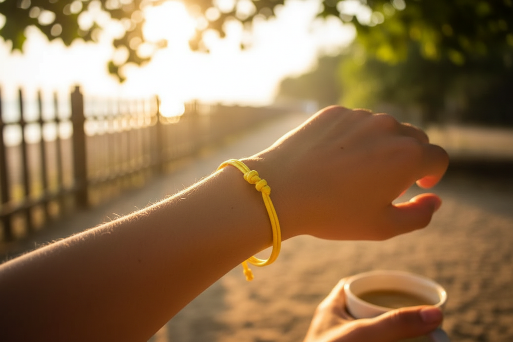 Yellow Waxed Cord Friendship Bracelet lifestyle shot